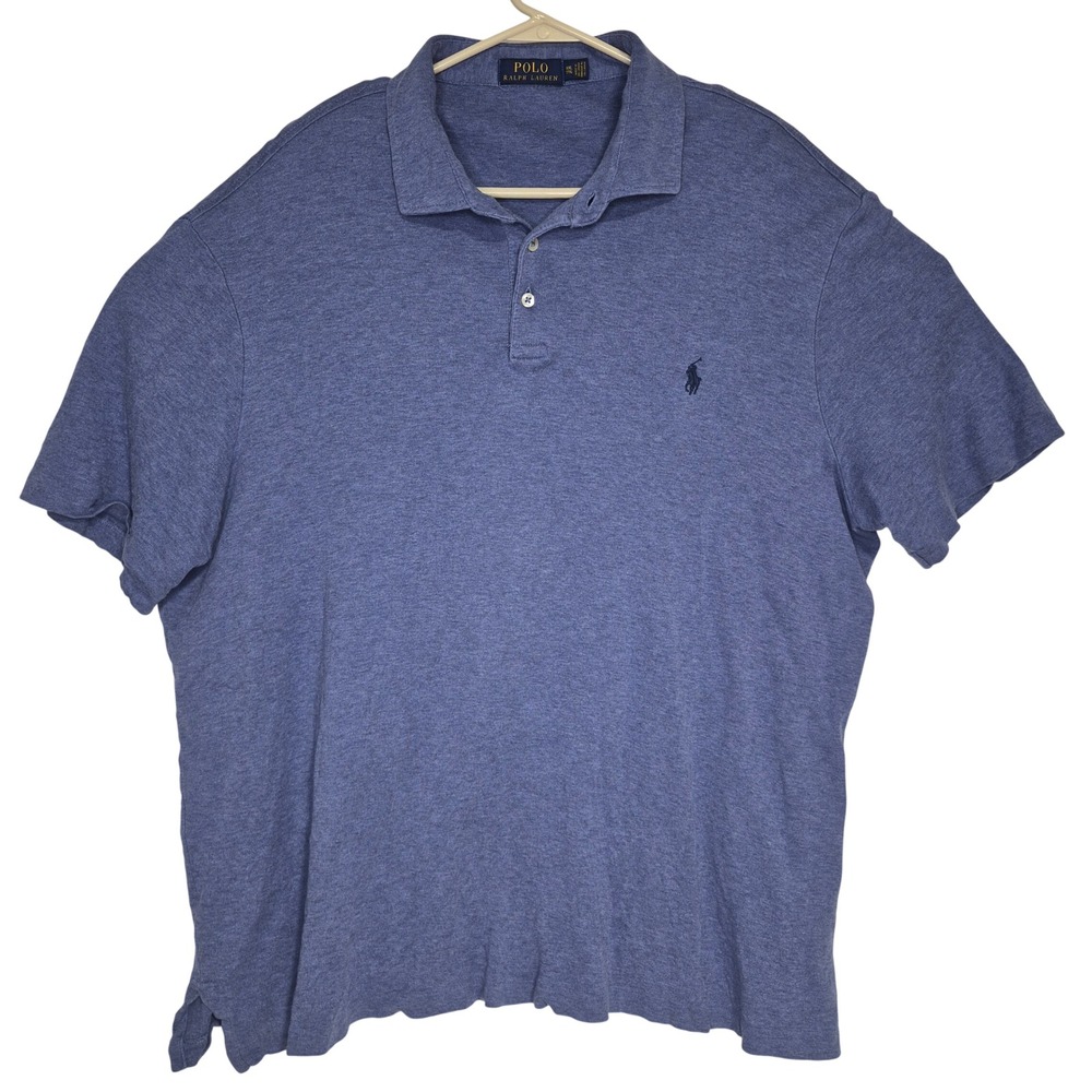 Polo Ralph Lauren Polo Shirt Mens XXL Blue Heathered Short Sleeve Pony